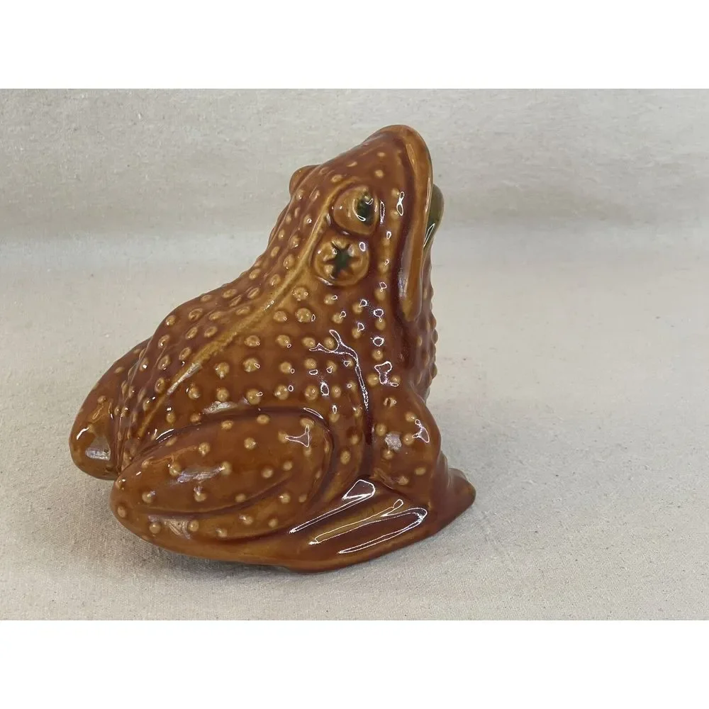 Vintage Italian Frog Coin Bank Mr Toad Pottery Ceramic Majolica Glaze Money Bank